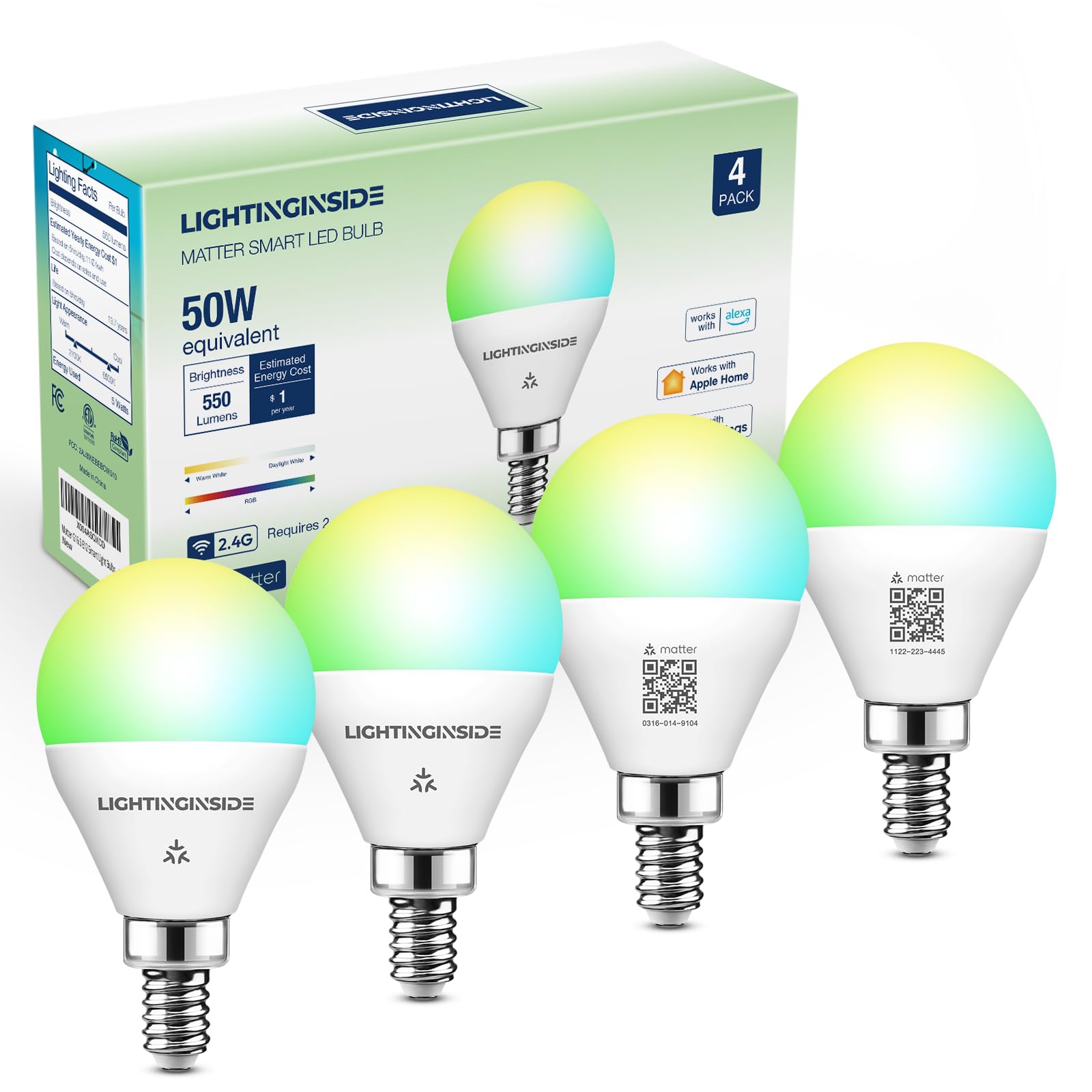 Lightinginside Matter E12 bulb in a chandelier enables seamless smart control.