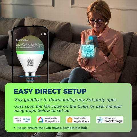 Lightinginside Matter E12 bulbs connected via 2.4 GHz WiFi for easy setup