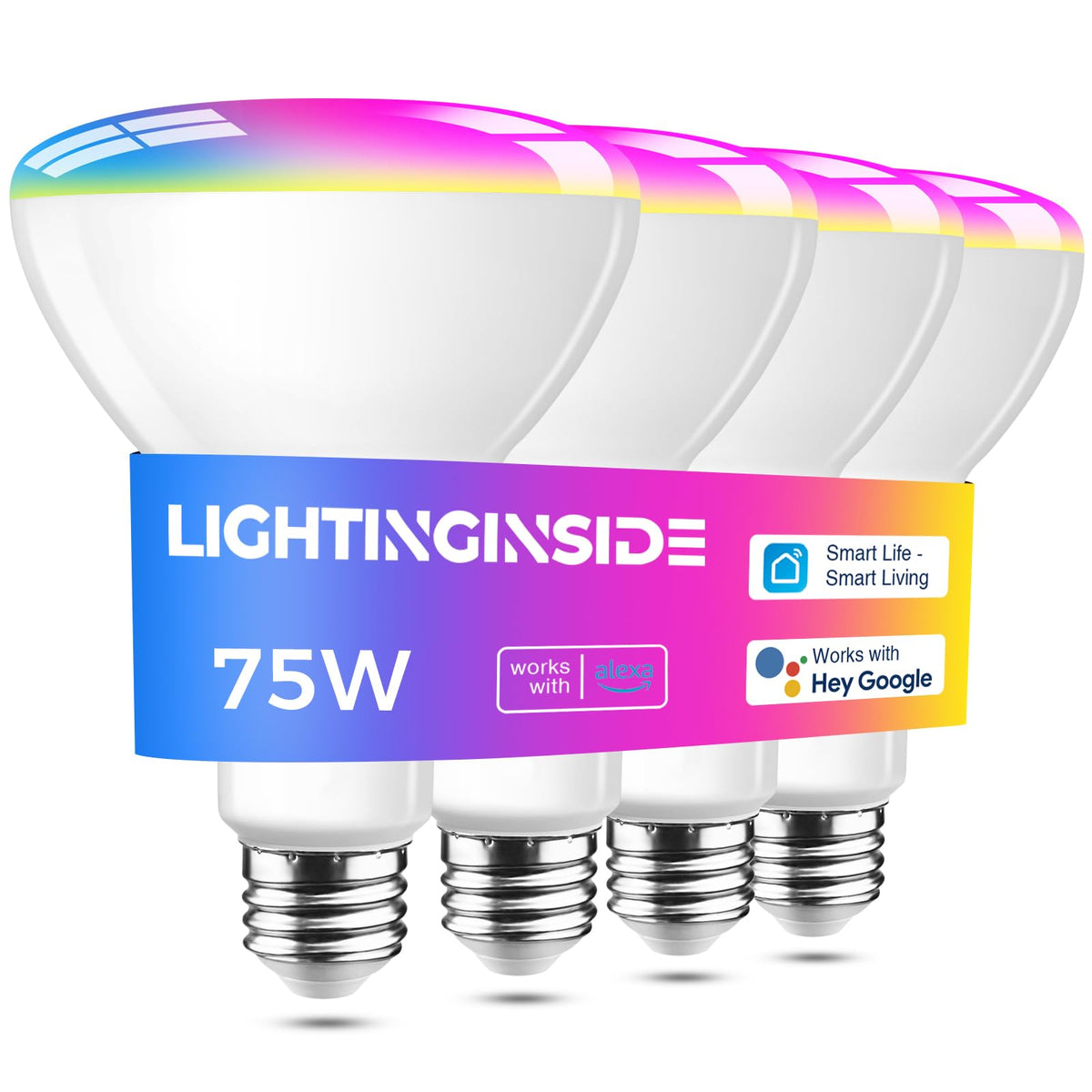 Lightinginside smart BR30 bulb delivers 1100 lumens for bright home lighting.