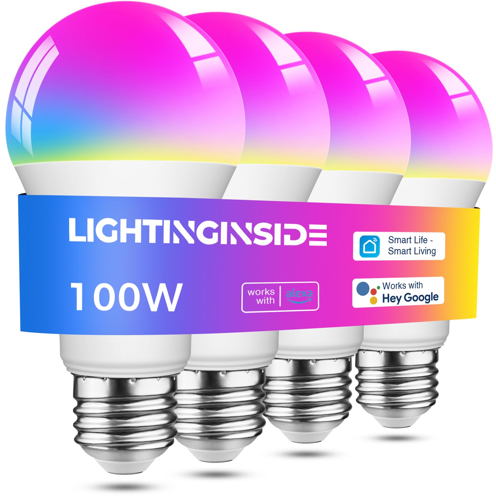 Lightinginside smart bulbs showing color-changing mode for mood lighting and scenes.