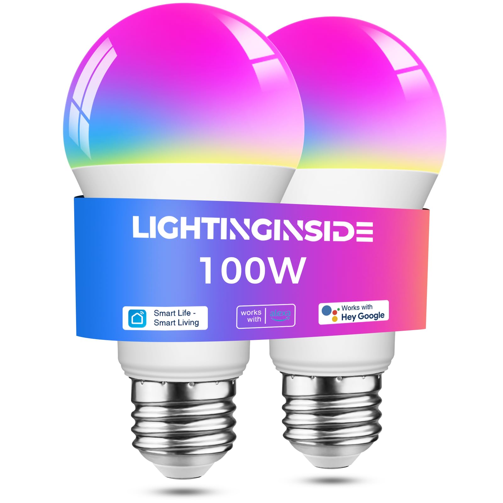 Lightinginside smart bulb in living room displaying vibrant color options for mood lighting