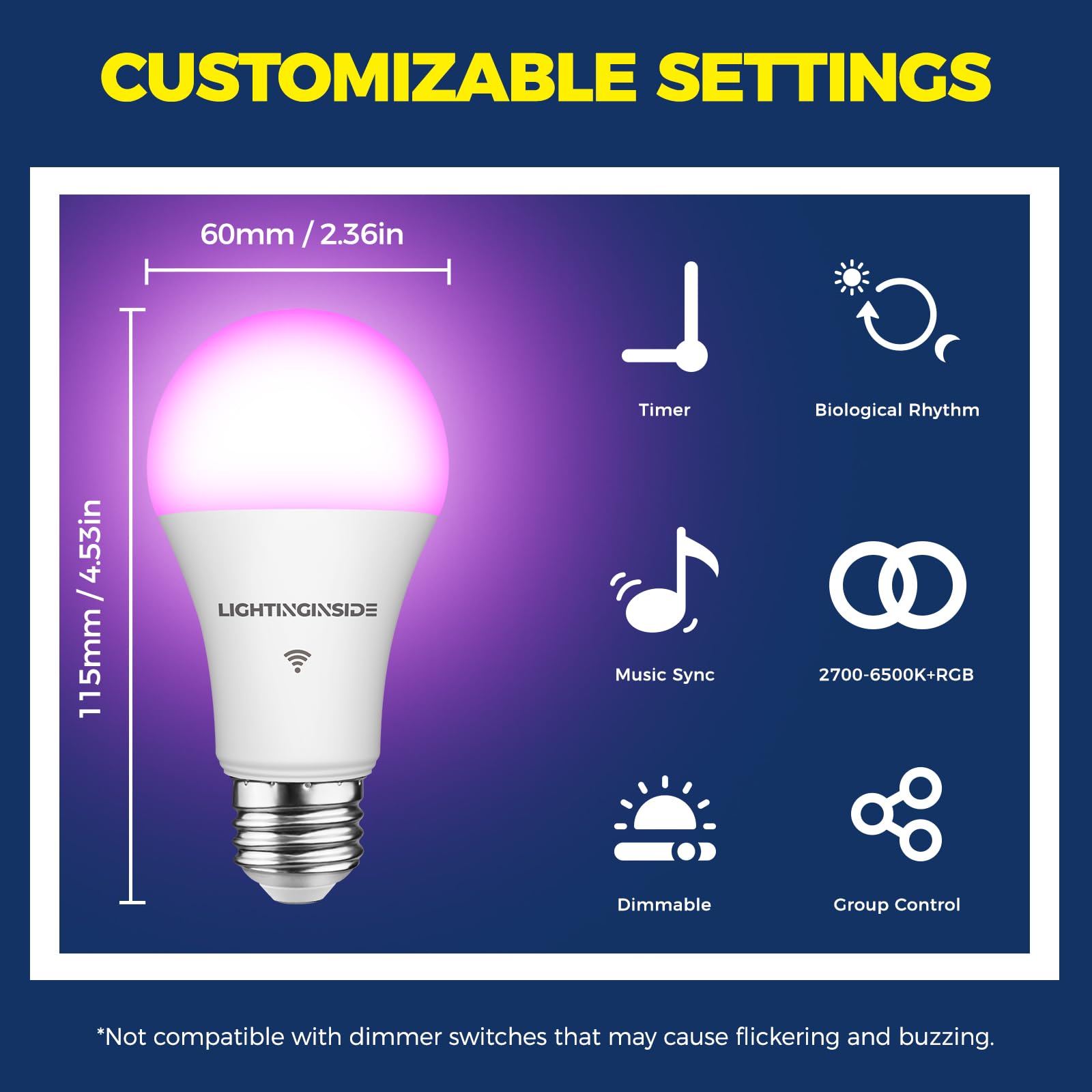 Lightinginside RGB and tunable white options for versatile lighting moods
