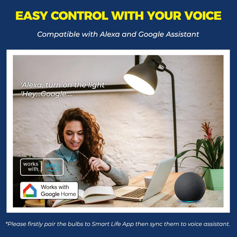 Lightinginside bulbs connect via Wi‑Fi and Bluetooth with reliable local backup.