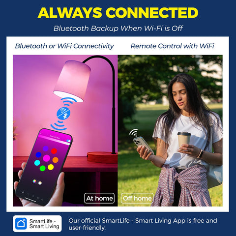 Lightinginside bulb setup via Wi Fi and Bluetooth for flexible installation