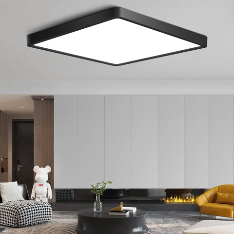 LightingWill 12-inch square LED ceiling light provides 5000K daylight and even brightness.