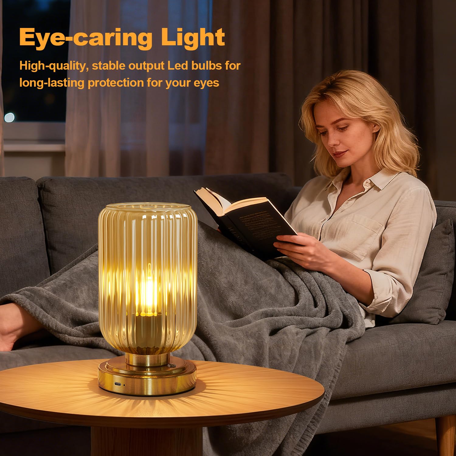 LightRound lamp with stable metal base and glass shade for steady use.