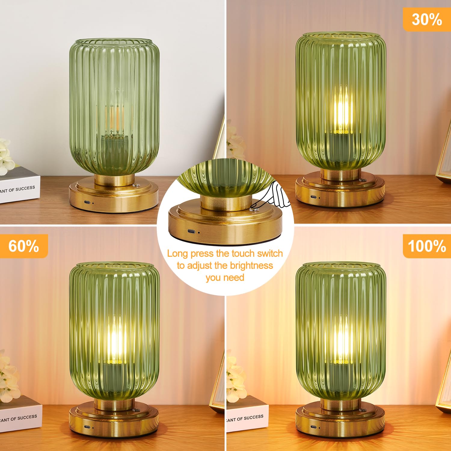 LightRound touch-control dimmable lamp with adjustable brightness for reading.
