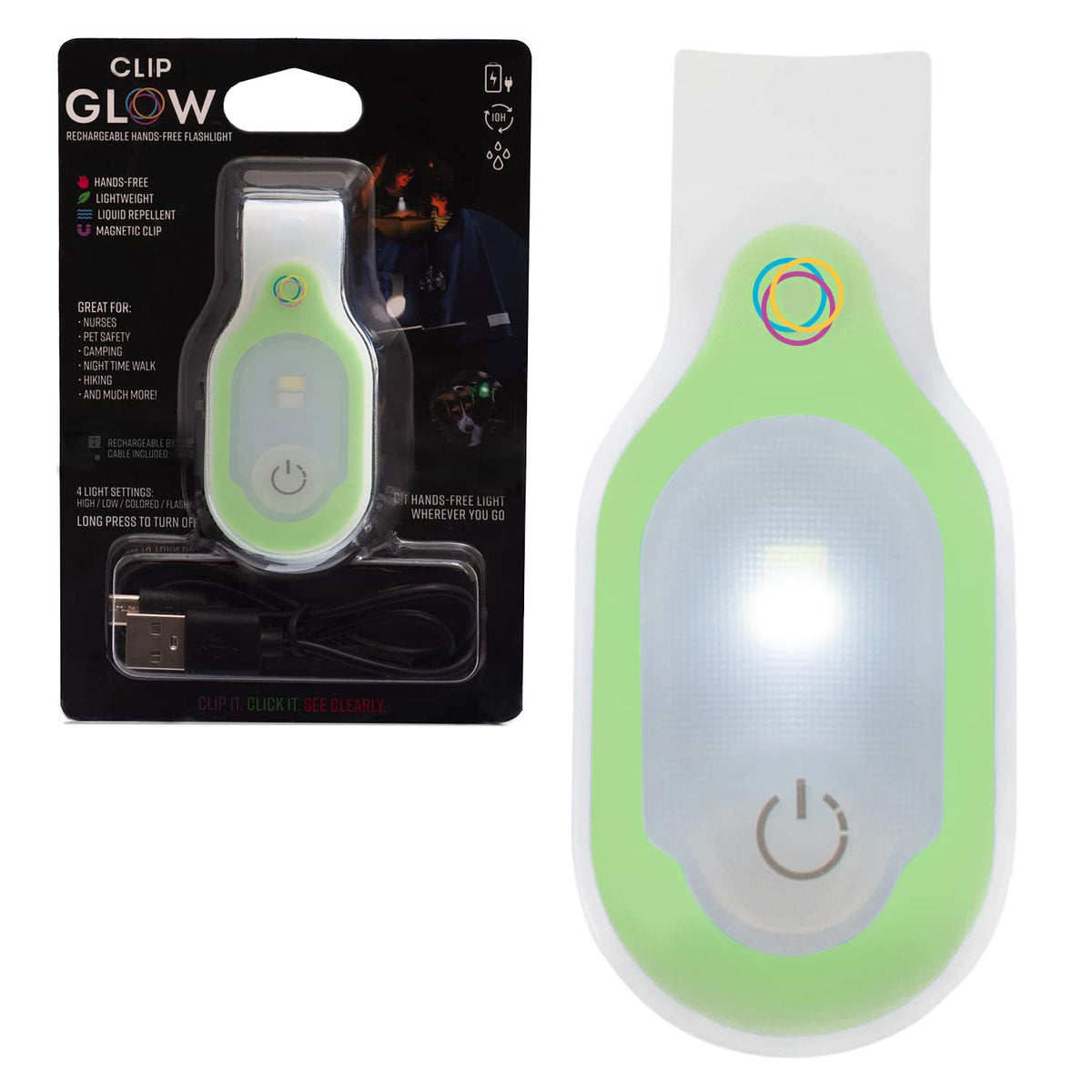 Lightsflo Clipglow nurse light clip-on provides hands-free illumination for rounds.