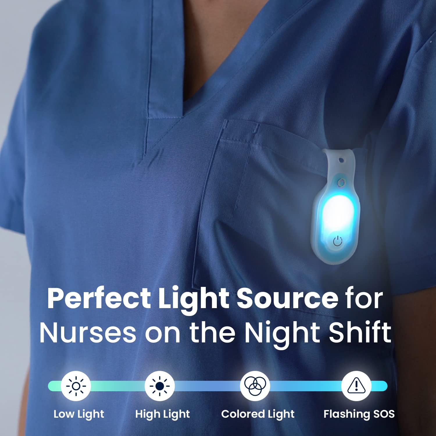 Lightsflo Clipglow magnetic clip keeps the light close for easy access in busy wards.