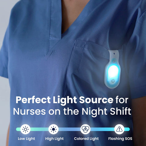 Lightsflo Clipglow magnetic clip keeps the light close for easy access in busy wards.
