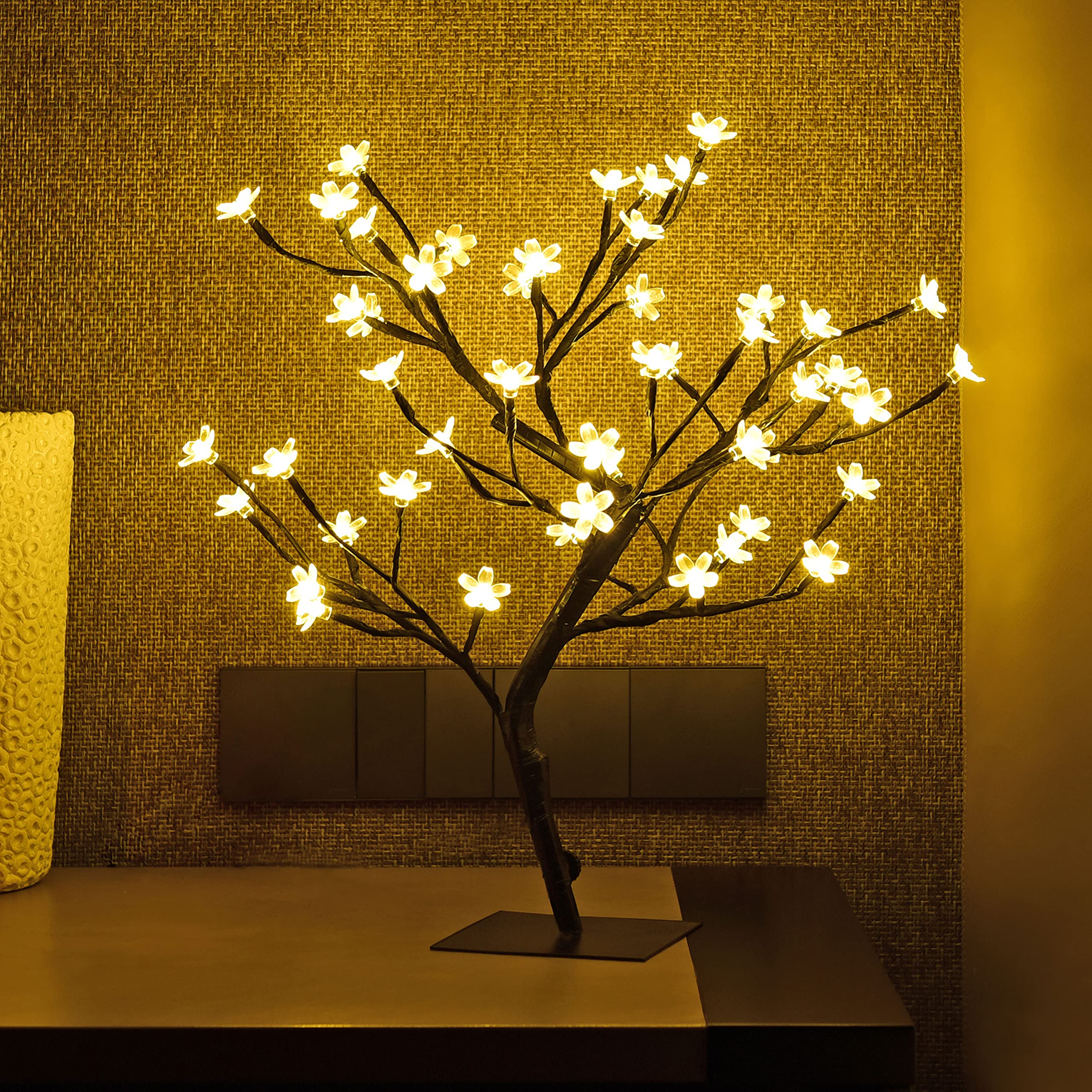 LIGHTSHARE 18-inch cherry blossom bonsai with LED lights for cozy ambient glow