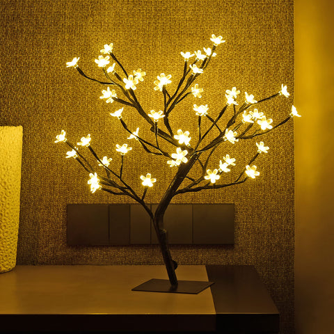 LIGHTSHARE 18-inch cherry blossom bonsai with LED lights for cozy ambient glow