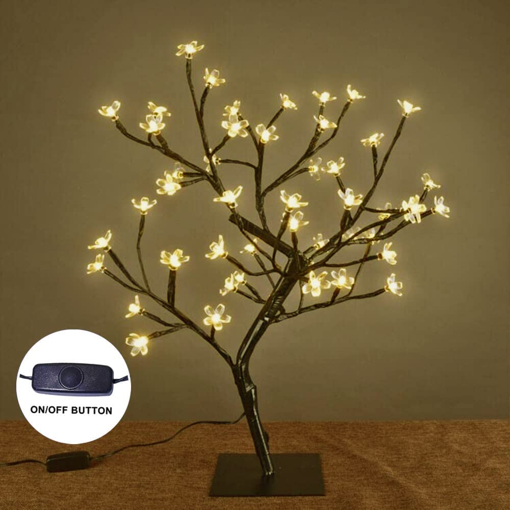 LIGHTSHARE cherry blossom bonsai tree with warm white LEDs enhances indoor atmosphere