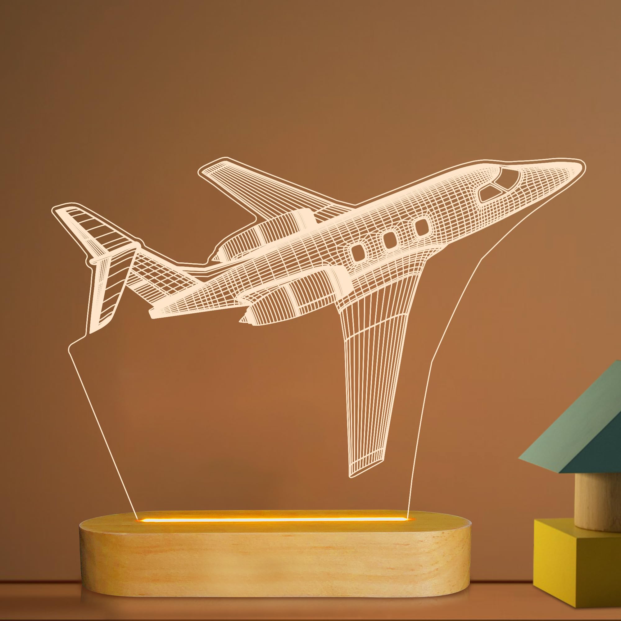 Lightzz airplane night light 3D illusion panel adds calming bedtime ambiance.