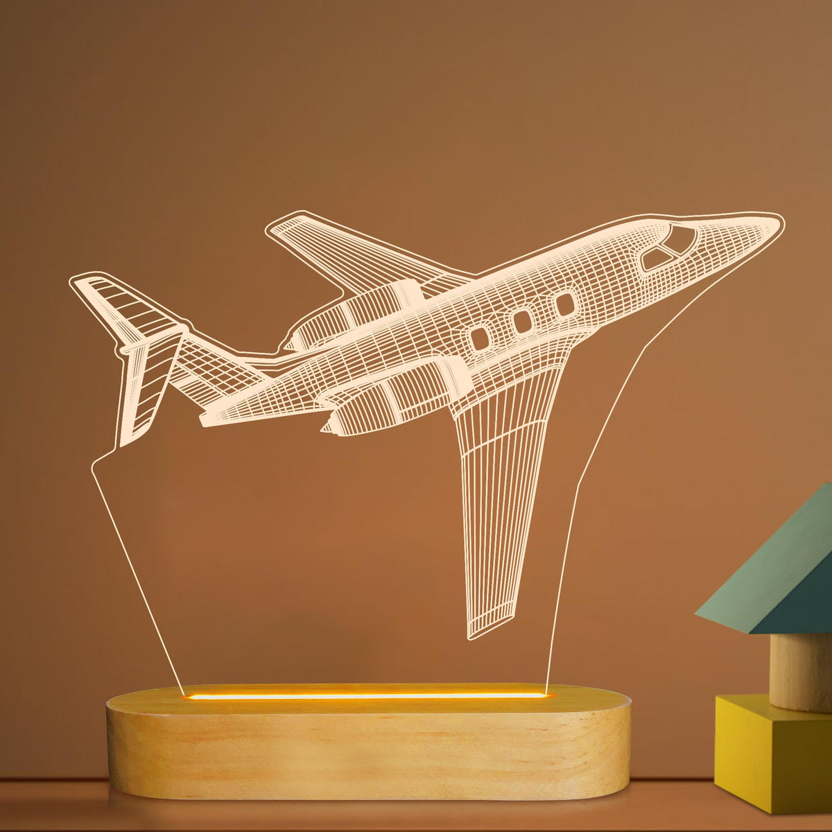 Lightzz airplane night light 3D illusion panel adds calming bedtime ambiance.