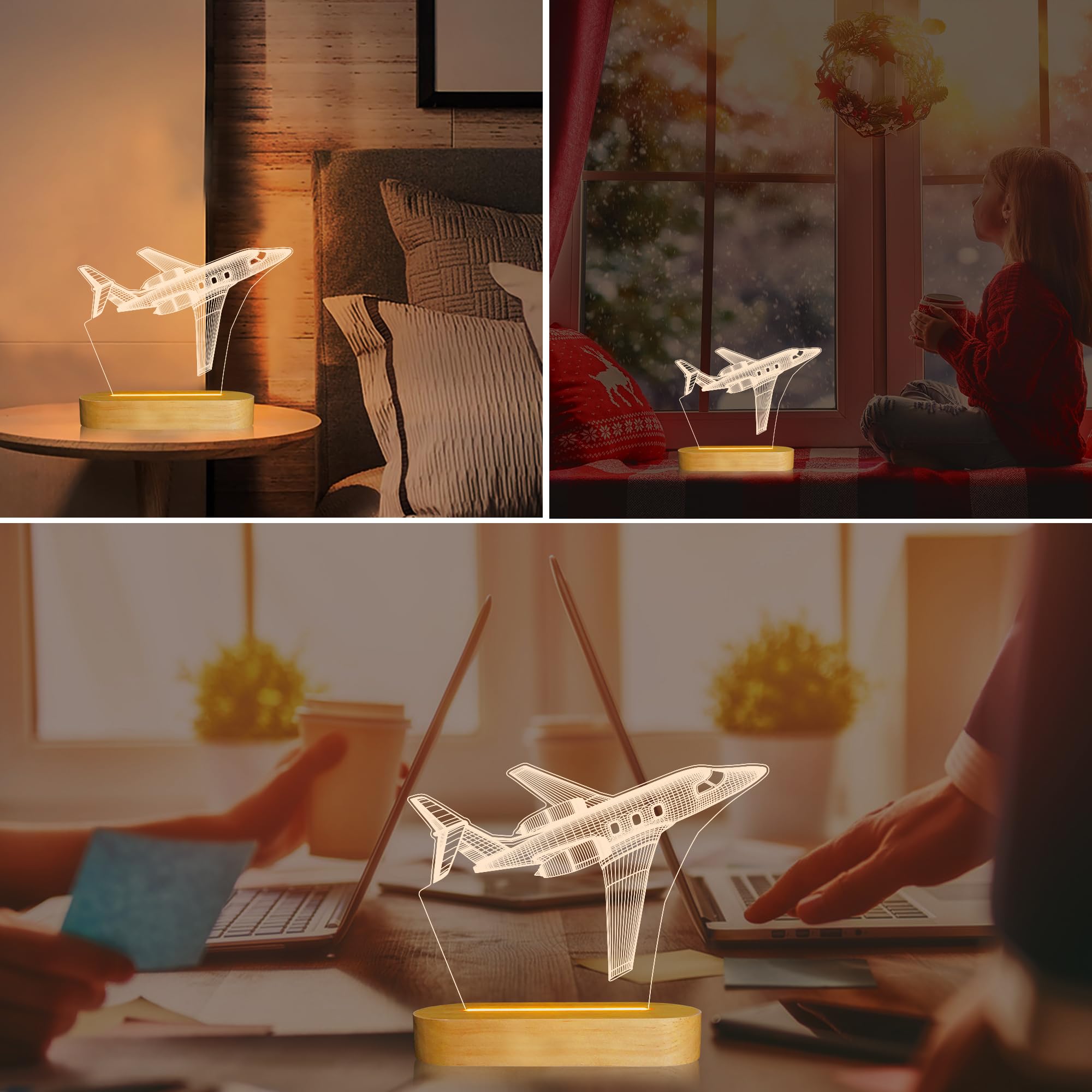 Lightzz airplane night light acrylic panel closeup highlights stunning optical depth.