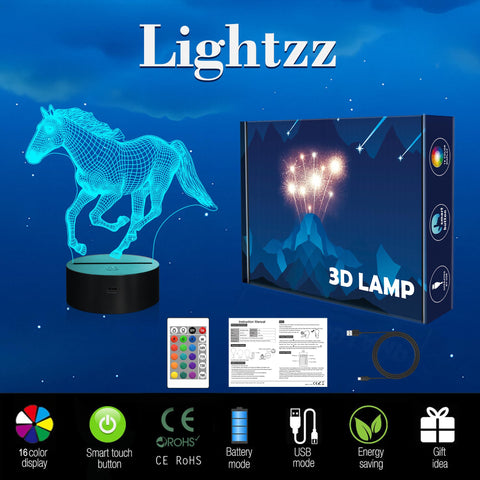 Lightzz horse lamp complements girls' bedroom decor.