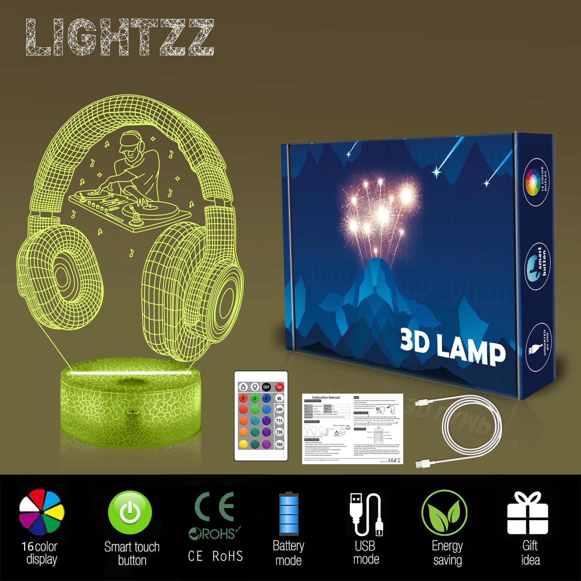 Lightzz DJ Night Light gift-ready packaging suits birthdays or holidays.