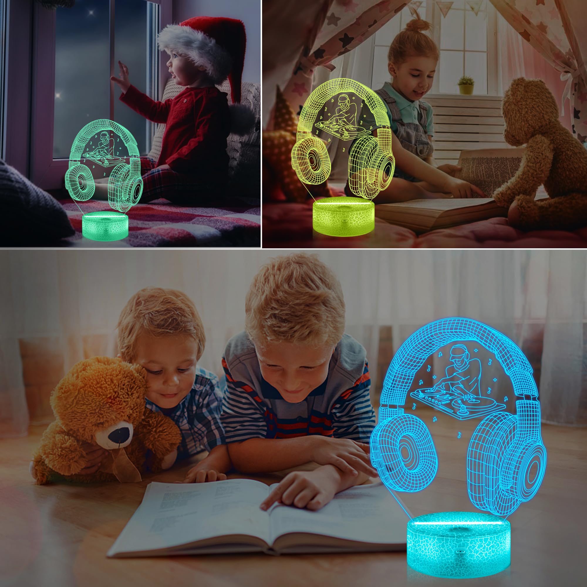 Lightzz DJ Night Light USB cable enables easy setup anywhere.