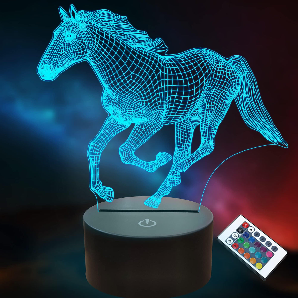 Lightzz Horse Night Light in 16 colors brightens kids' room.