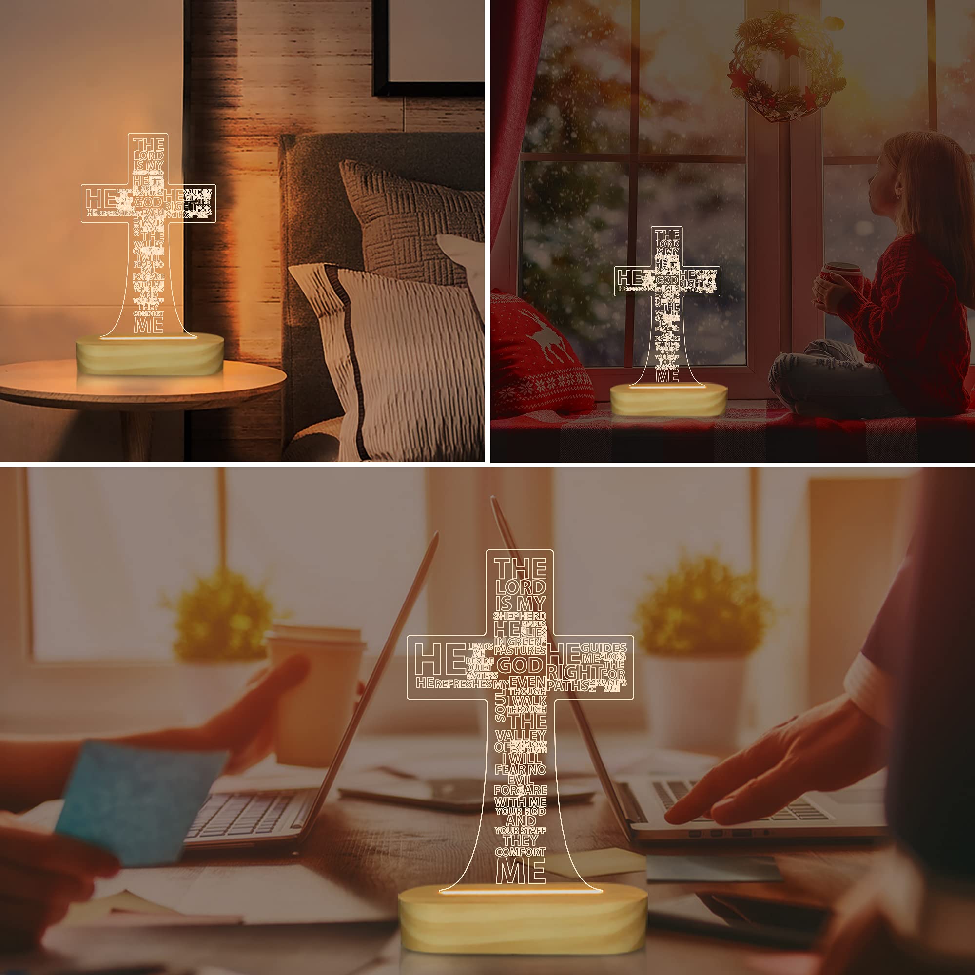 Lightzz Jesus Cross 3D Night Light mantel decor brightens living spaces.