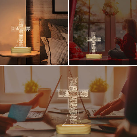Lightzz Jesus Cross 3D Night Light mantel decor brightens living spaces.