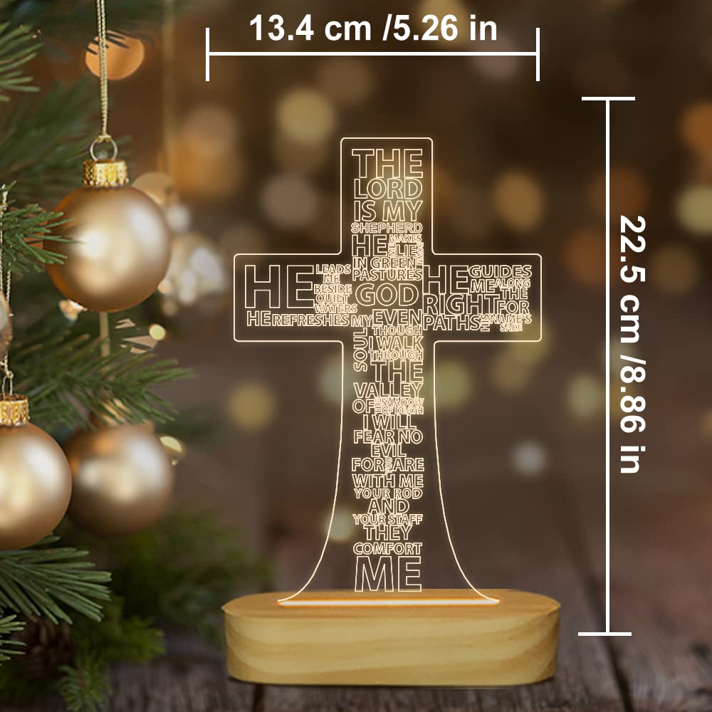 Lightzz Jesus Cross 3D Night Light prayer bench setting adds quiet focus.