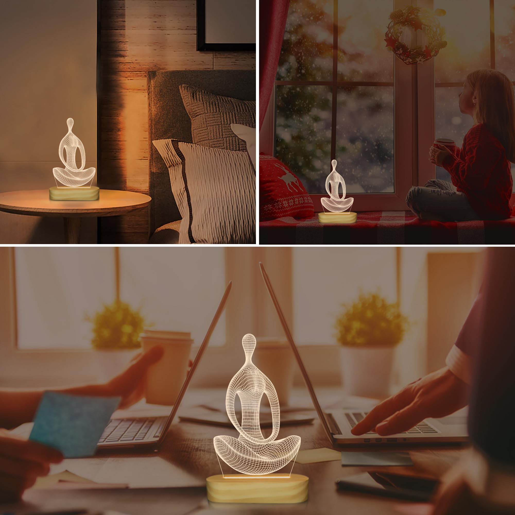 Lightzz Yoga Lamp 3D yoga image enhances room ambiance