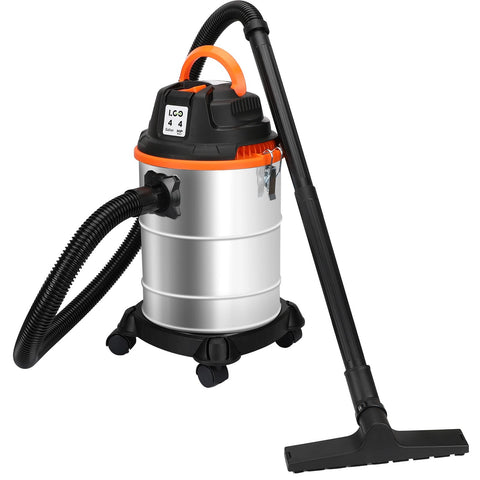 LIGO wet-dry vacuum with a stainless steel 4-gallon tank, front view.