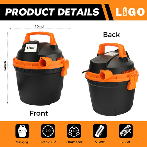 LIGO vacuum with wide nozzle and crevice tool for versatile cleaning tasks