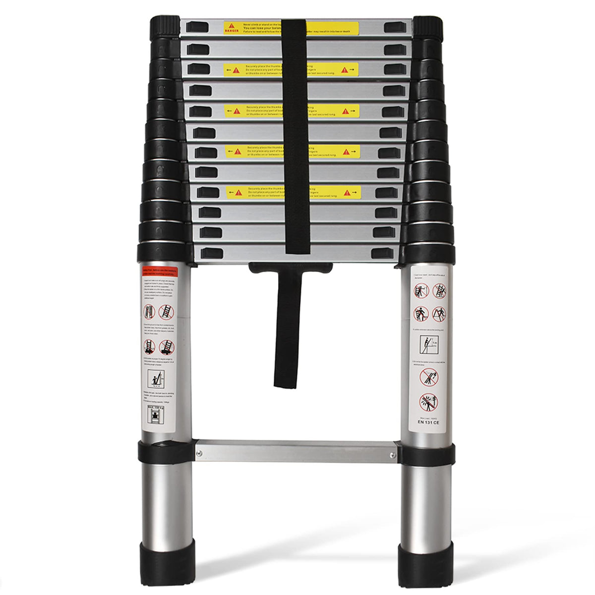 LiGuVCY telescoping ladder folded compactly for storage.