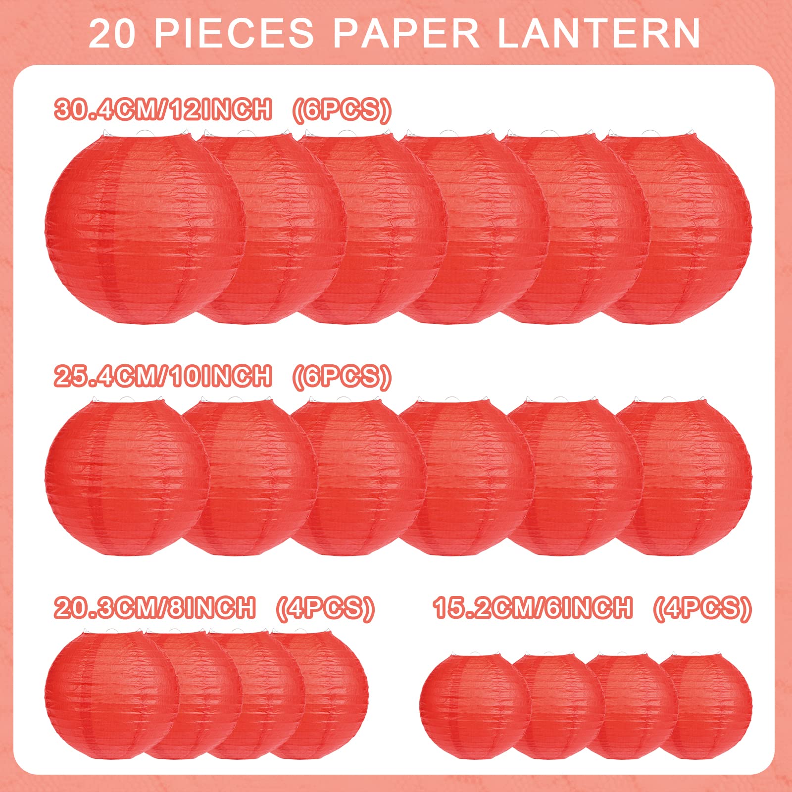 LIHAO red paper lantern 4x8 angle view for versatile festive displays.