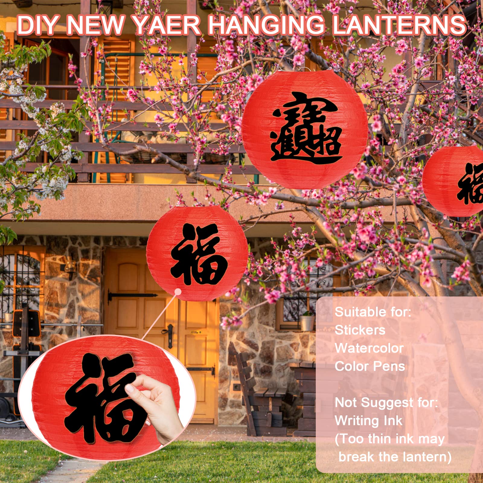 LIHAO red lantern setup for party indoors, easy to hang.