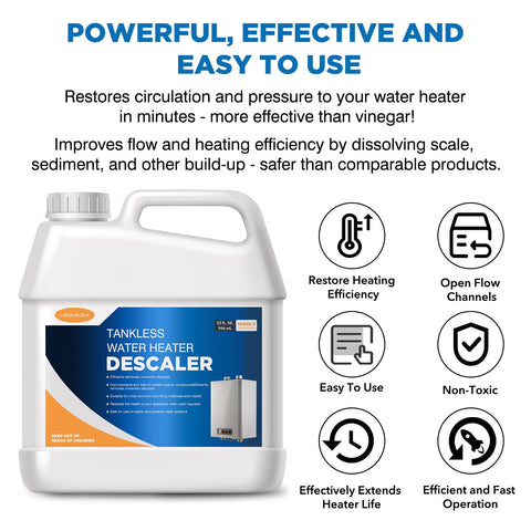 LIIZOUSUDA descaler flowways cleaning kit demonstrates rapid flush capability.
