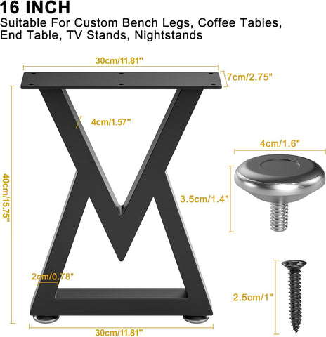 Likapop diamond shape bench legs in black metal for stylish sturdy seating