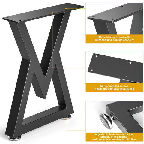 Likapop heavy duty desk legs in black metal for durable workspaces