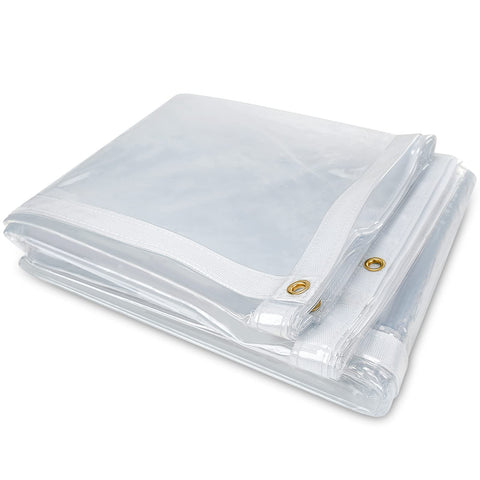 Likeem clear tarp curtain 7x9ft outdoors maintains visibility and blocks wind.