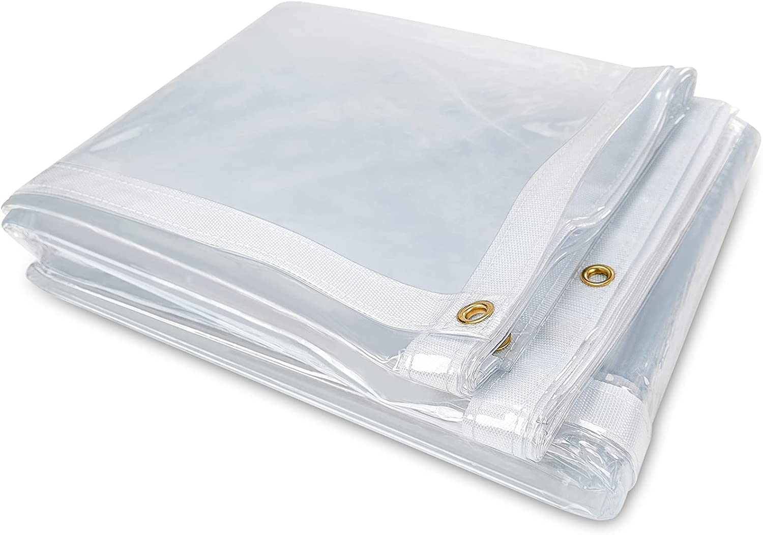 Likeem clear tarp curtain on a patio provides wind protection while preserving the view.