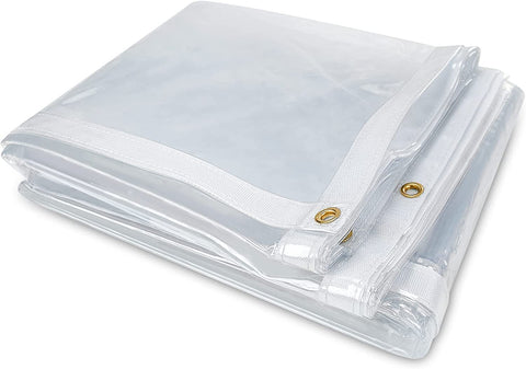 Likeem clear tarp curtain on a patio provides wind protection while preserving the view.