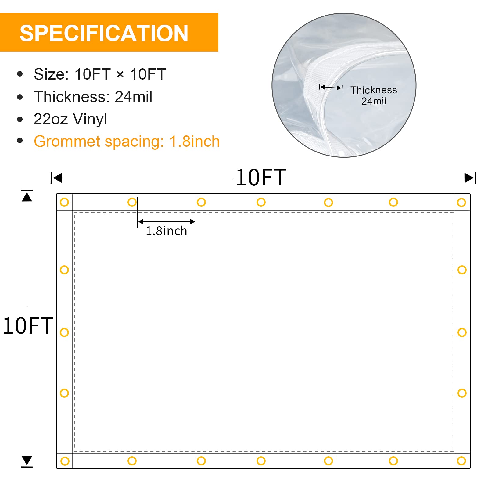 Likeem Clear Tarp Curtain side view demonstrates weather-ready durability outdoors.