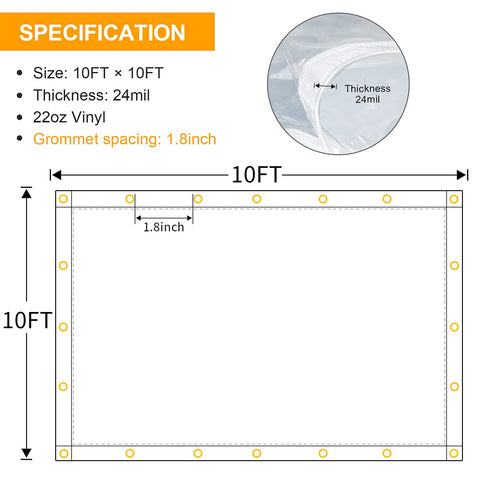 Likeem Clear Tarp Curtain side view demonstrates weather-ready durability outdoors.