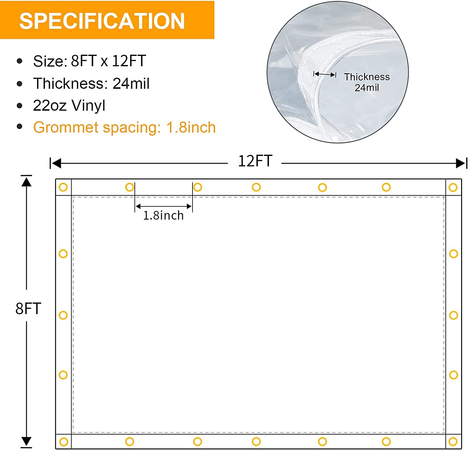 Likeem clear tarp curtain windproof 24mil offers durable outdoor use.
