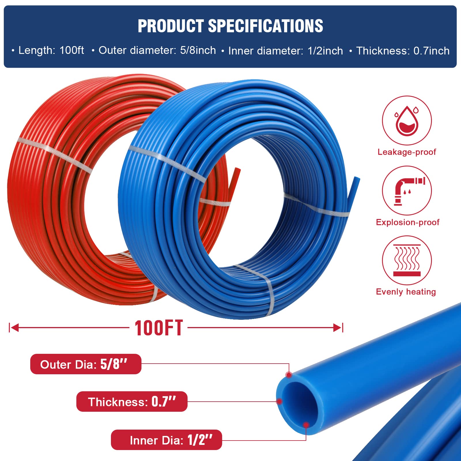 Likeem PEX tubing close-up showing smooth inner wall for easier installations.