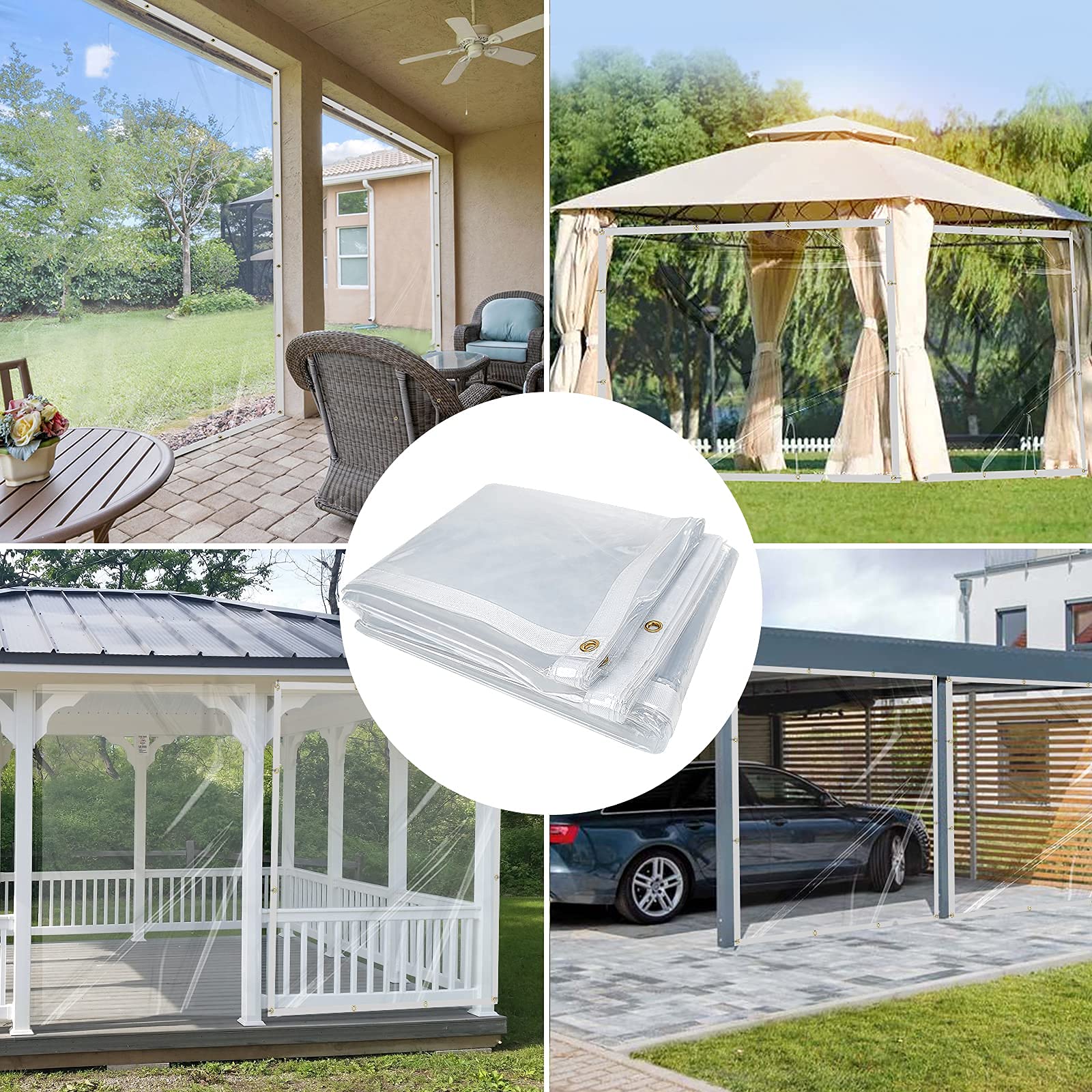 Likeem clear tarp can brighten a garden canopy while remaining weatherproof.