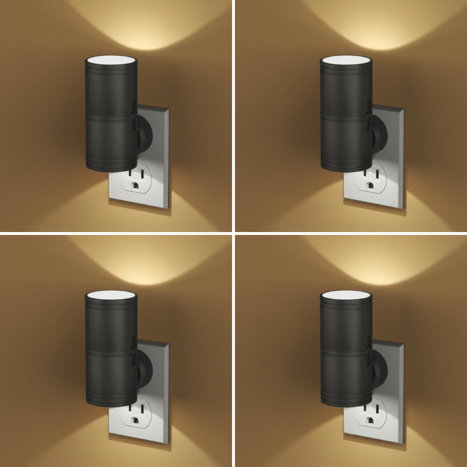 Likelgn night light 4-pack with dusk-to-dawn sensor for hands-free hallway lighting