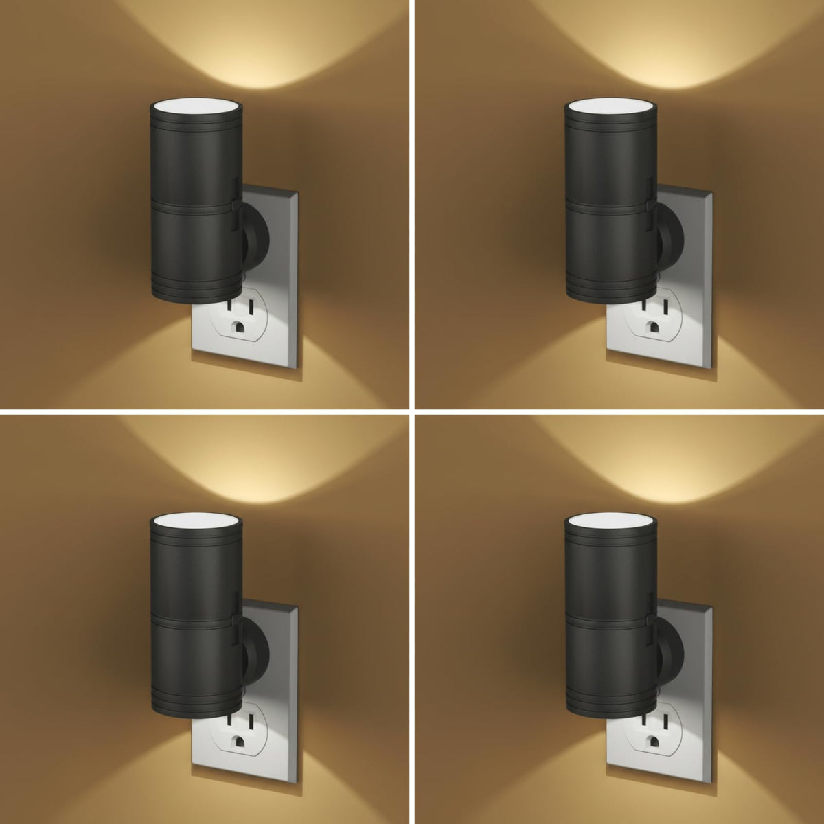 Likelgn night light 4-pack with dusk-to-dawn sensor for hands-free hallway lighting