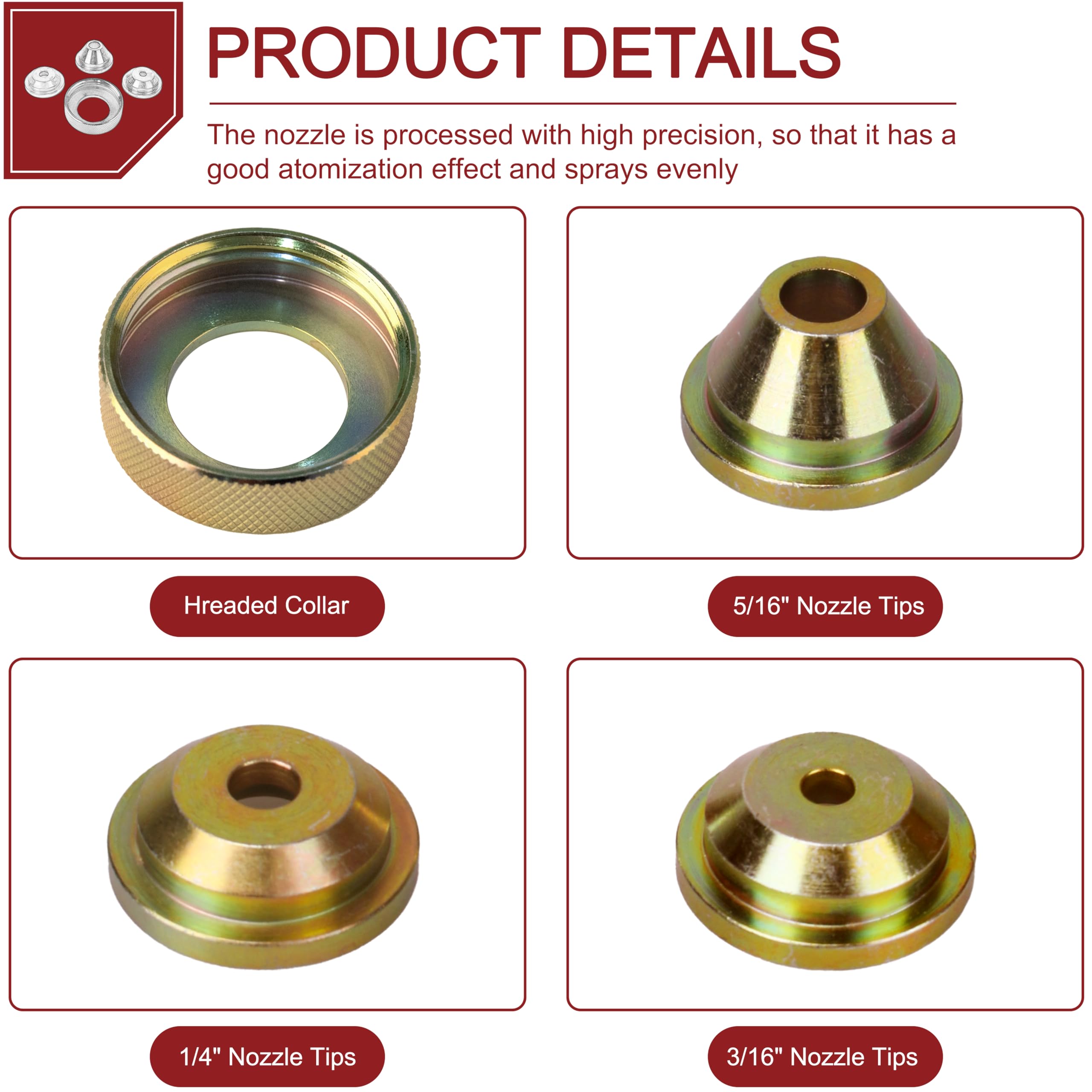 LikeLion brass nozzle tip 5/16-inch close-up supports varied drywall textures