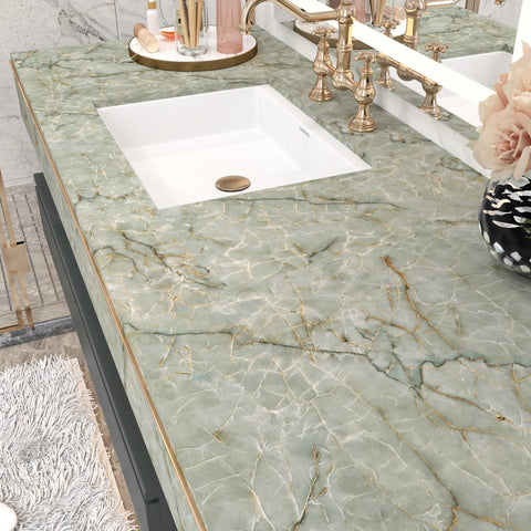 LIKILIKI self-adhesive backsplash paper: modern marble accent for kitchens.