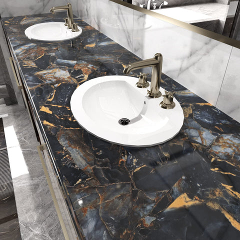 LIKILIKI black marble texture close-up highlights elegant veining and luxe look