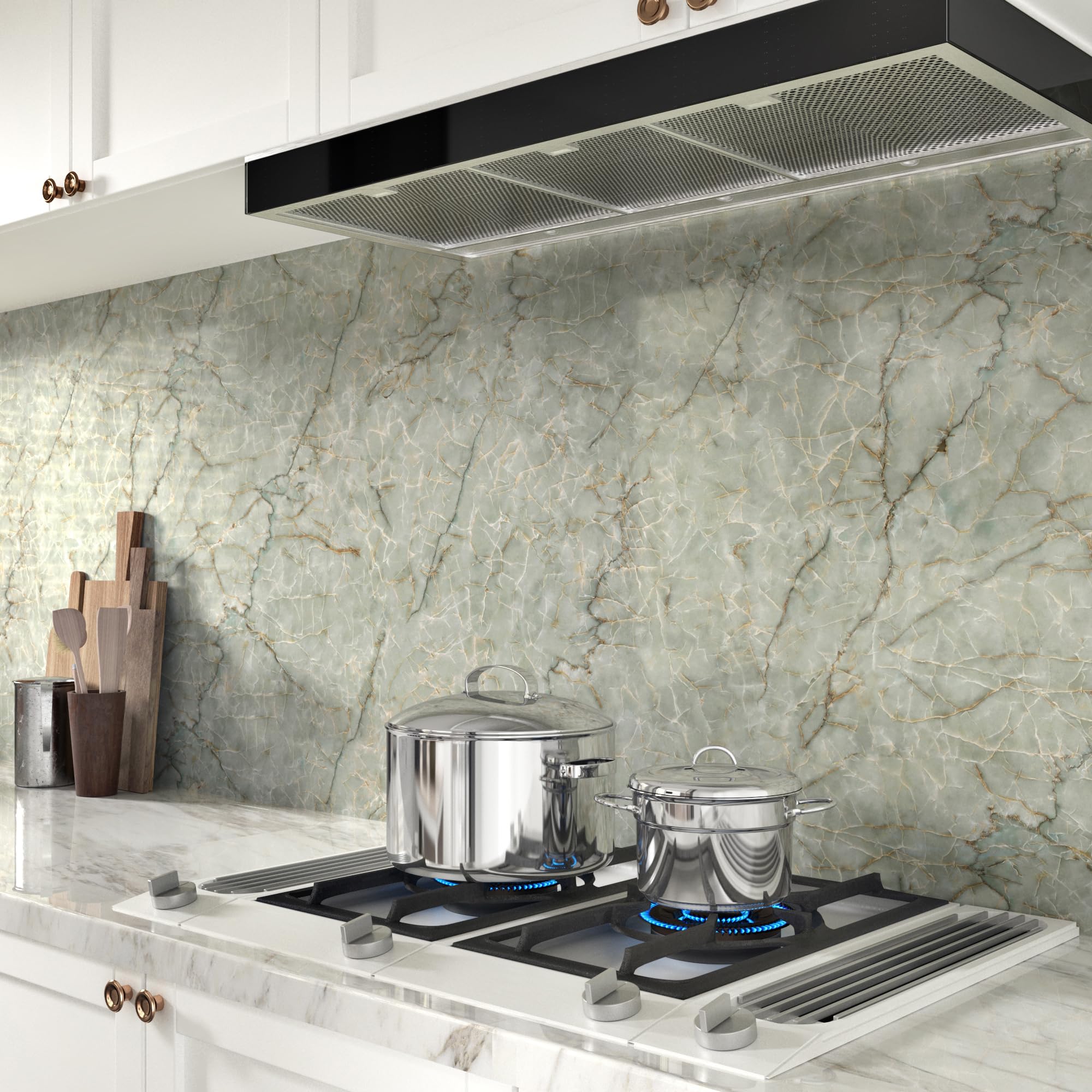 LIKILIKI marble surface liner for cabinets and shelves with a glossy finish.
